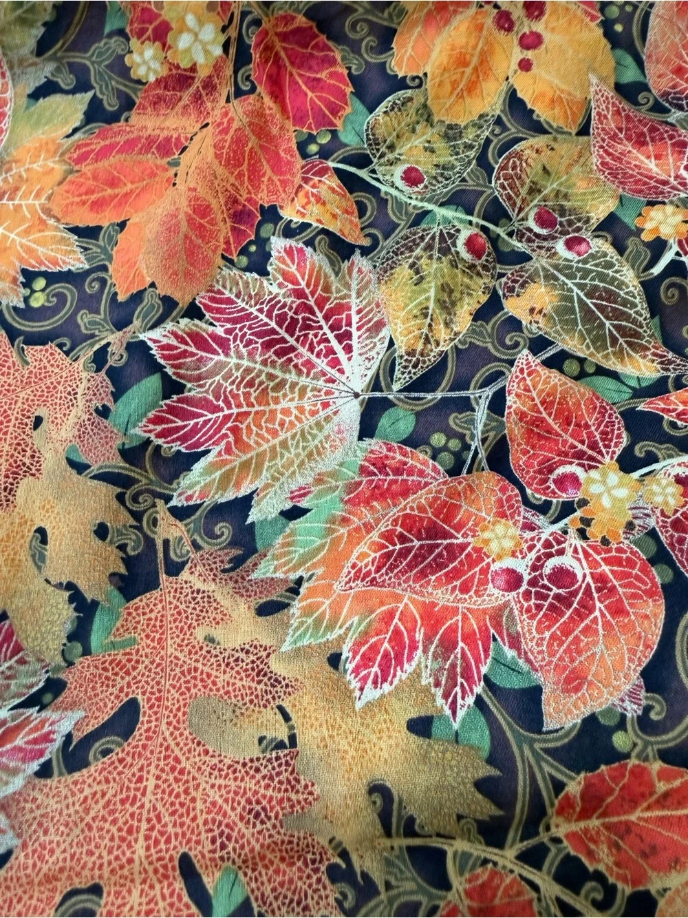 Autumn Harvest Decorative Picture Fall Fabric with Mini Pumpkins Lot